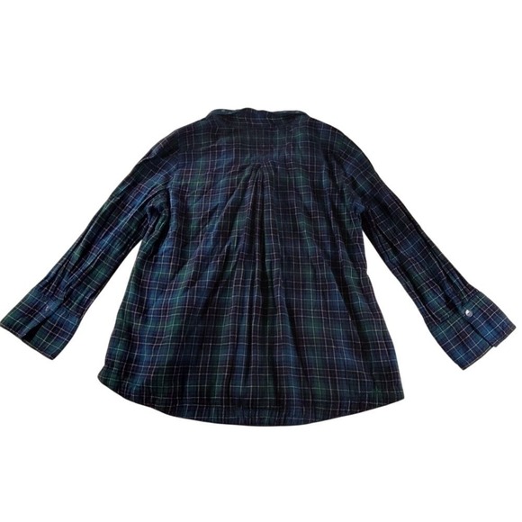 Appleseed's Womens Tunic Black Dark Green Plaid Ruffle Collar Holiday L Country - Picture 3 of 12